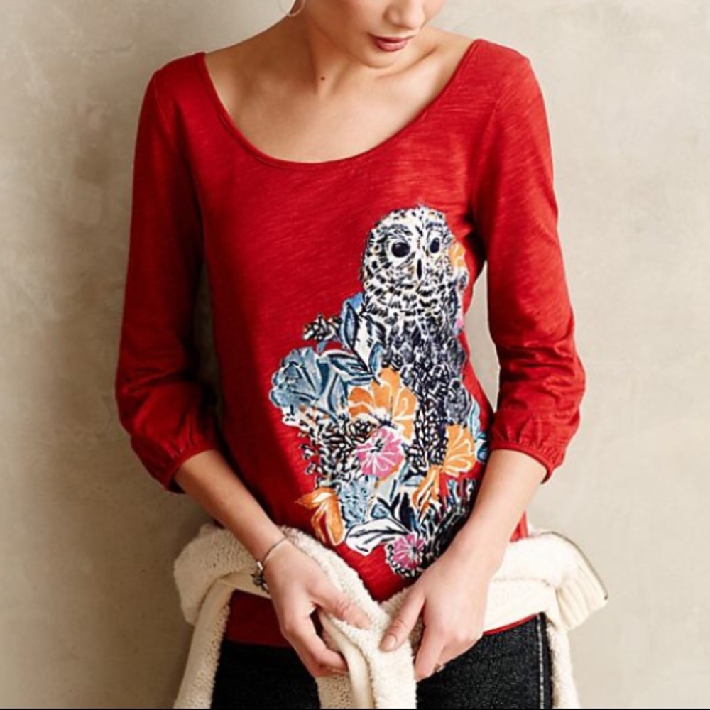 Postmark for Anthropologie Forest Fete owl top